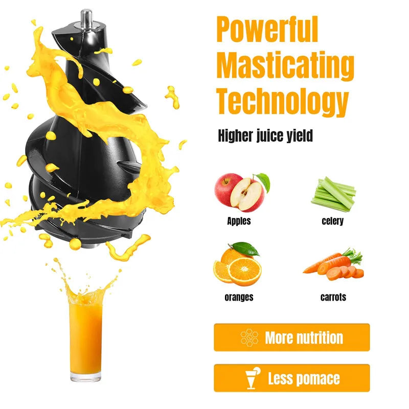 2025 New Juicer Machines 3.15inch Slow Cold Press Juicer with Large Feed Chute Cold Press Juicers for Vegetables and Fruits