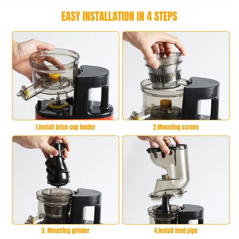 2025 New Juicer Machines 3.15inch Slow Cold Press Juicer with Large Feed Chute Cold Press Juicers for Vegetables and Fruits