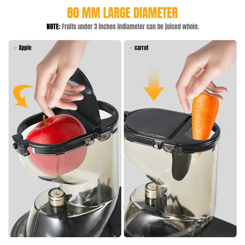 2025 New Juicer Machines 3.15inch Slow Cold Press Juicer with Large Feed Chute Cold Press Juicers for Vegetables and Fruits