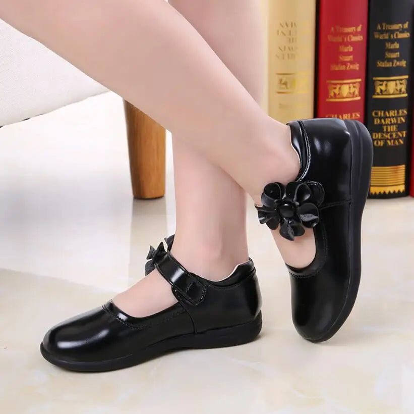 Leather Shoes for Children Wedding Dress Princess School Shoes Kids Summer Bow-knot Black Student Sandals