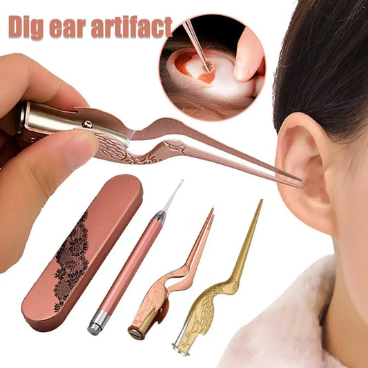 Convenient Ear Cleaner Wax Removal Tool Flashlight Earpick Cleaning Earwax Remover Luminous Curette Light Spoon