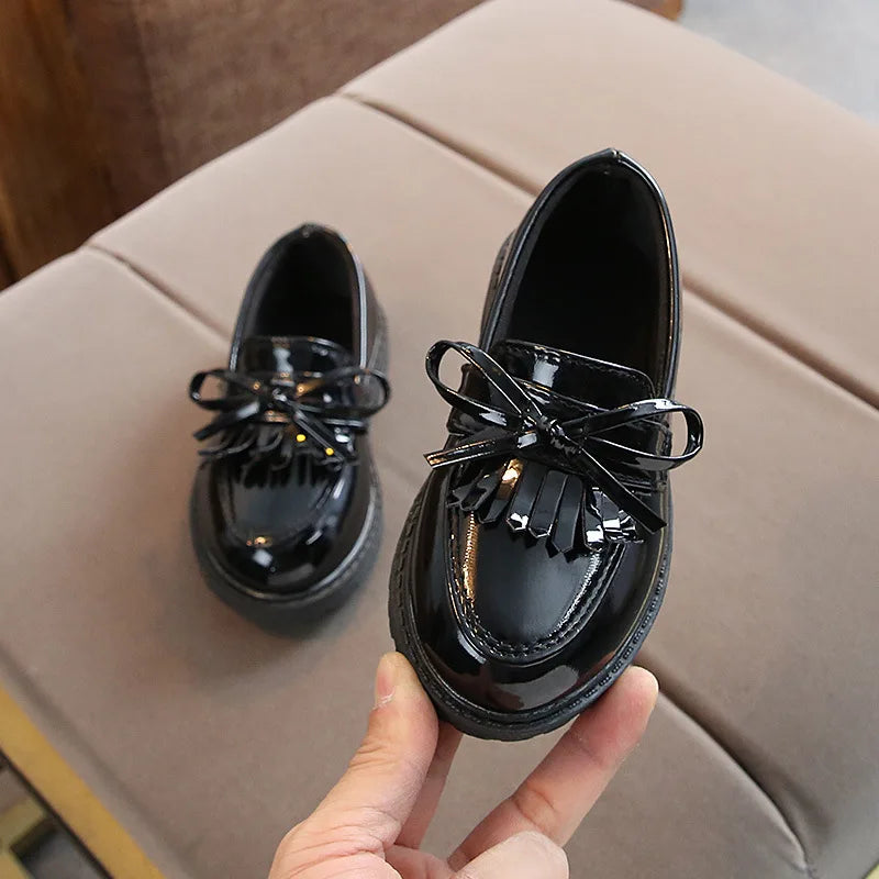 Girls Black Dress Leather Shoes, Kids School Oxford Shoes