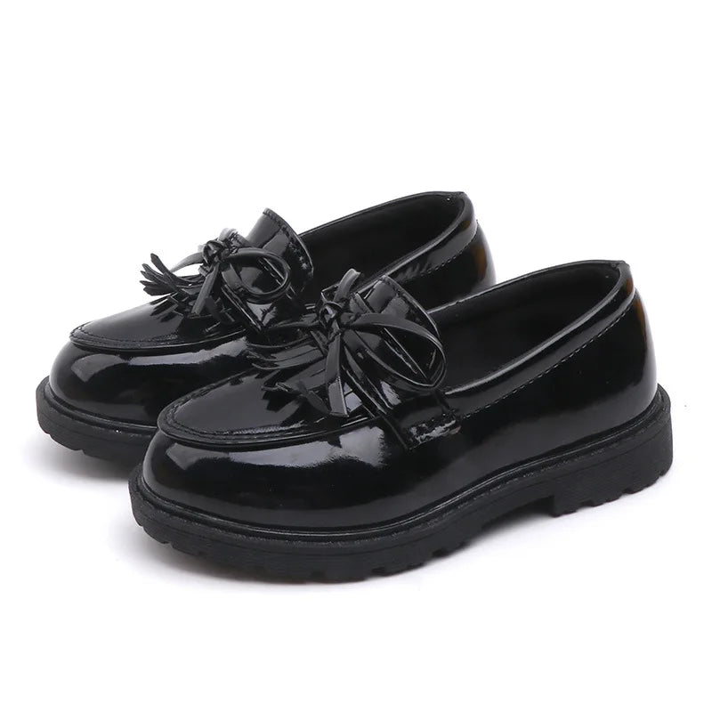 Girls Black Dress Leather Shoes, Kids School Oxford Shoes