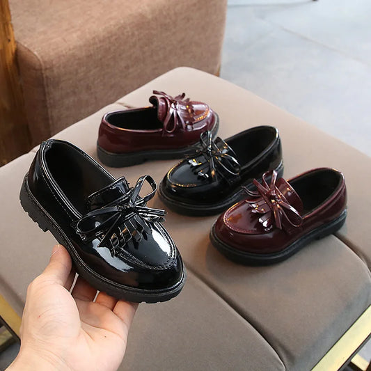 Girls Black Dress Leather Shoes, Kids School Oxford Shoes