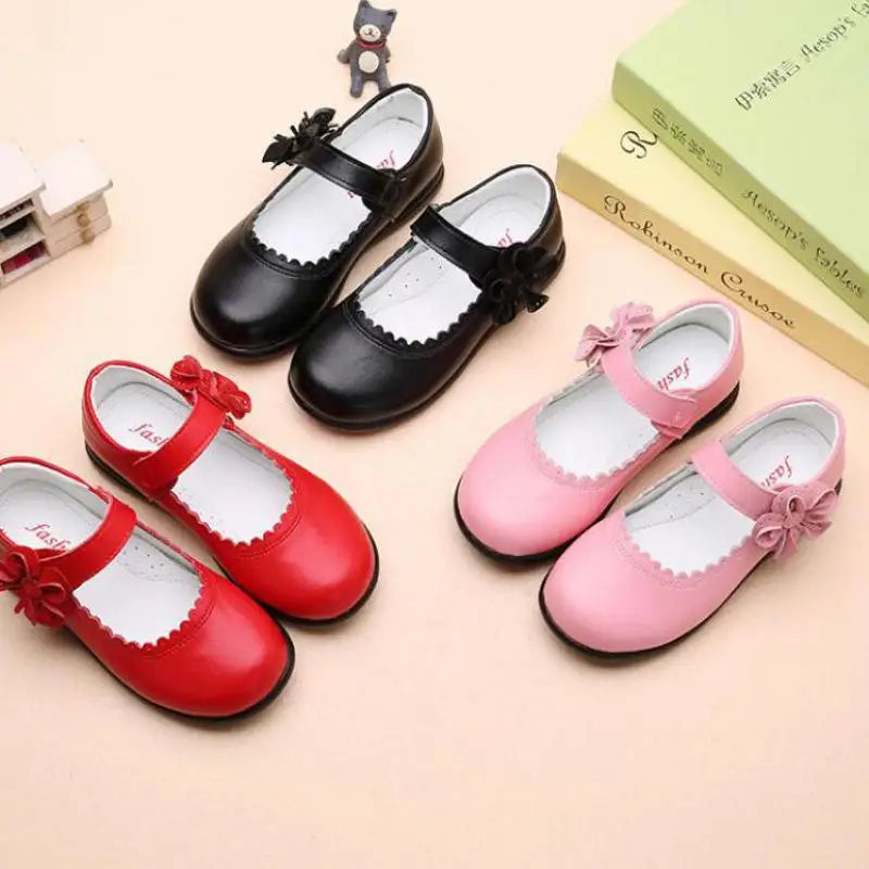 Leather Shoes for Children Wedding Dress Princess School Shoes Kids Summer Bow-knot Black Student Sandals