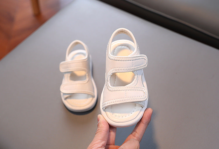 Summer Boys' Fashion Sandals – Breathable White Slip-On Shoes for Toddlers and Kids (Sizes 21–30)