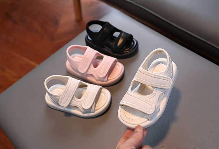 Summer Boys' Fashion Sandals – Breathable White Slip-On Shoes for Toddlers and Kids (Sizes 21–30)