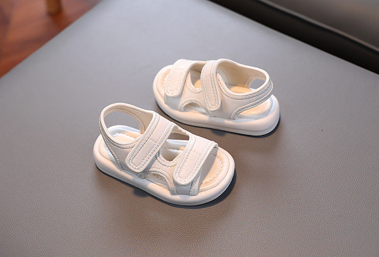Summer Boys' Fashion Sandals – Breathable White Slip-On Shoes for Toddlers and Kids (Sizes 21–30)