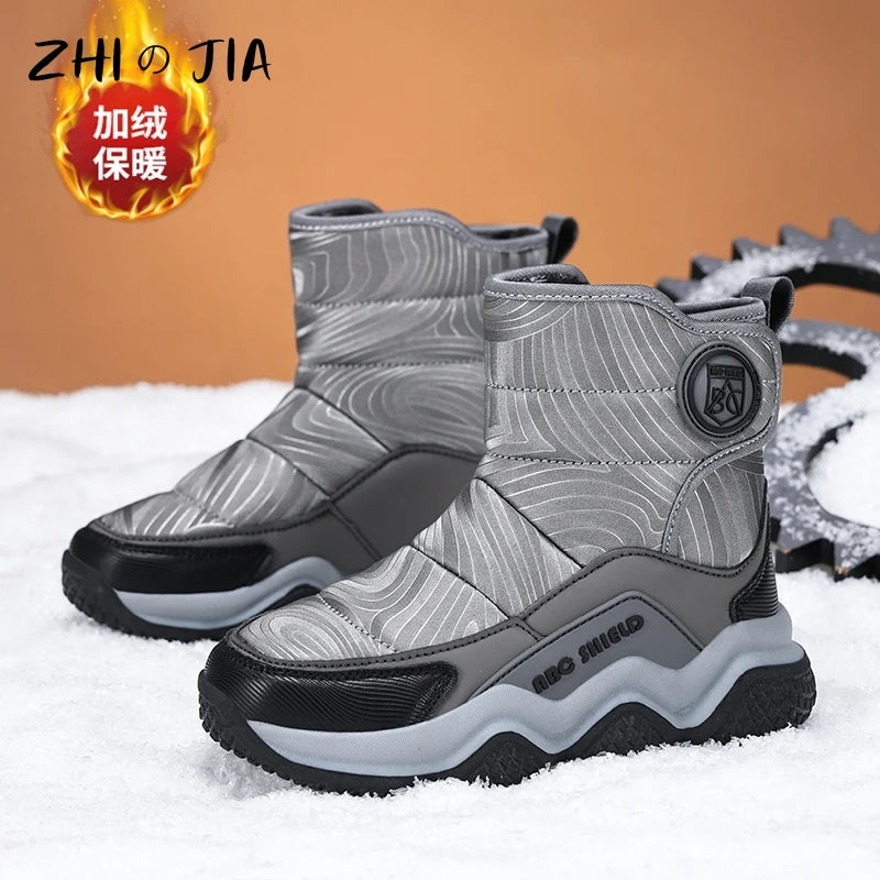 Children's Winter Plush Snow Boots Outdoor Cold Resistant Warm High top Boots Boys Girls Anti slip and Wear Resistant Sneaker