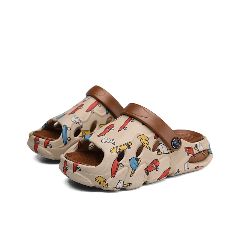 Children's slippers printed non-slip soft sole home indoor and outdoor graffiti boys and girls treasure stepping on poo sandals