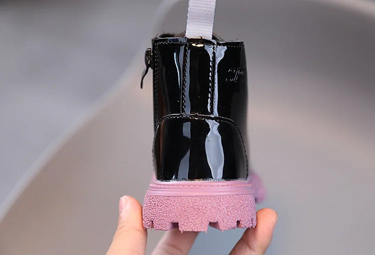 Boys Girls Single Boots Solid Color England Style Children Shoes Kids Small Short Boots Baby Non-slip Wear-resistant Footwear