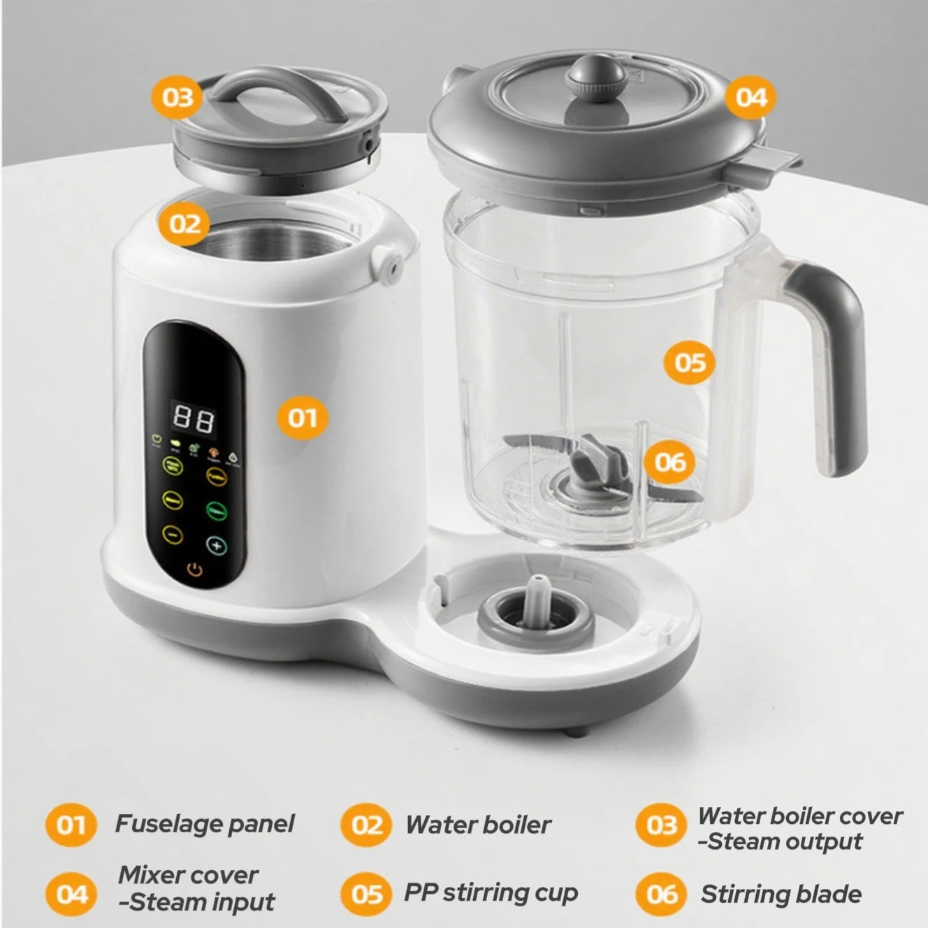 Multifunctional Baby Food Maker Automatic Baby Food Processor Steamer Food Mills Puree Blender Milk Warmer With Temp Display