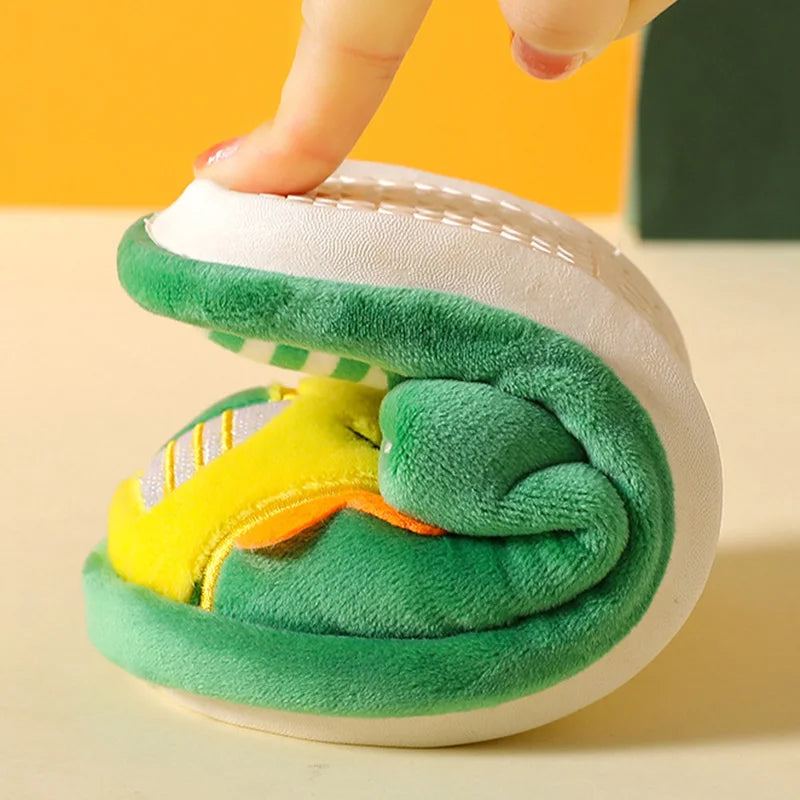 Winter Children‘s Slippers New Kids Slippers Dinosaur Warm Plush Indoor Autumn Non-Slip Soft Plush Slipper For Boys Girls