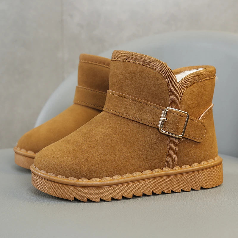 Unisex Kids Thermal Boots Classic Casual Buckle Non-slip Children Fashion Simple Non-slip Girls Boys Snow Boots Cotton Winter