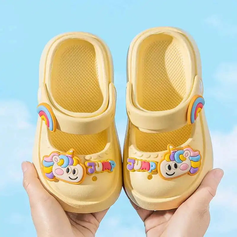 Unicorn Children's Summer Shoes Cartoon EVA Outdoor Slippers For Toddler Girls Soft Bottom Kids Beach Slippers