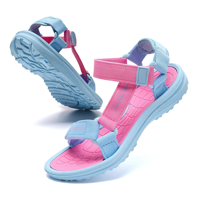 Cute Pink Kids' Girls Sport Sandals Open-Toe Non Slip Walking Shoes for Children Boys Outdoor Beach Sandals Summer Breathable