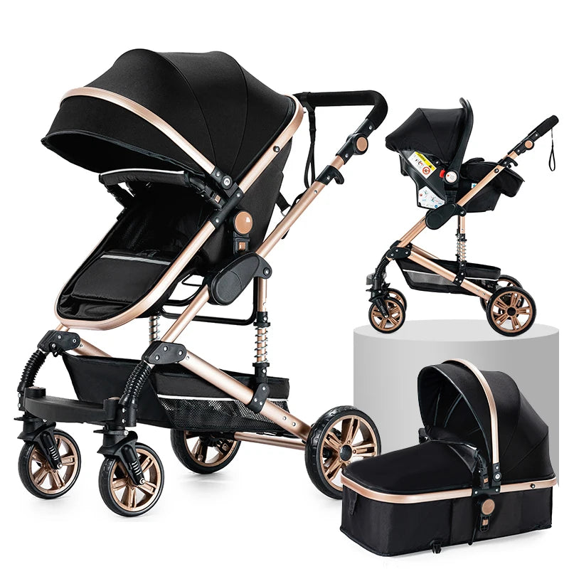 Baby Stroller 3 in 1 Four-wheel stroller Newborn Baby Car Portable Multifunctional Foldable Babies Carriage Cart Pram Mother-kid
