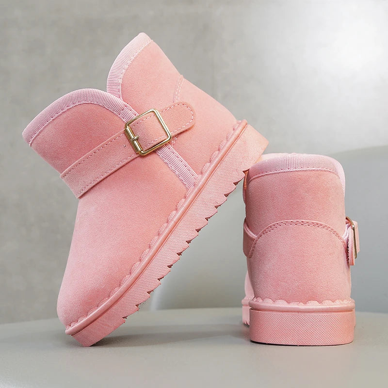 Unisex Kids Thermal Boots Classic Casual Buckle Non-slip Children Fashion Simple Non-slip Girls Boys Snow Boots Cotton Winter