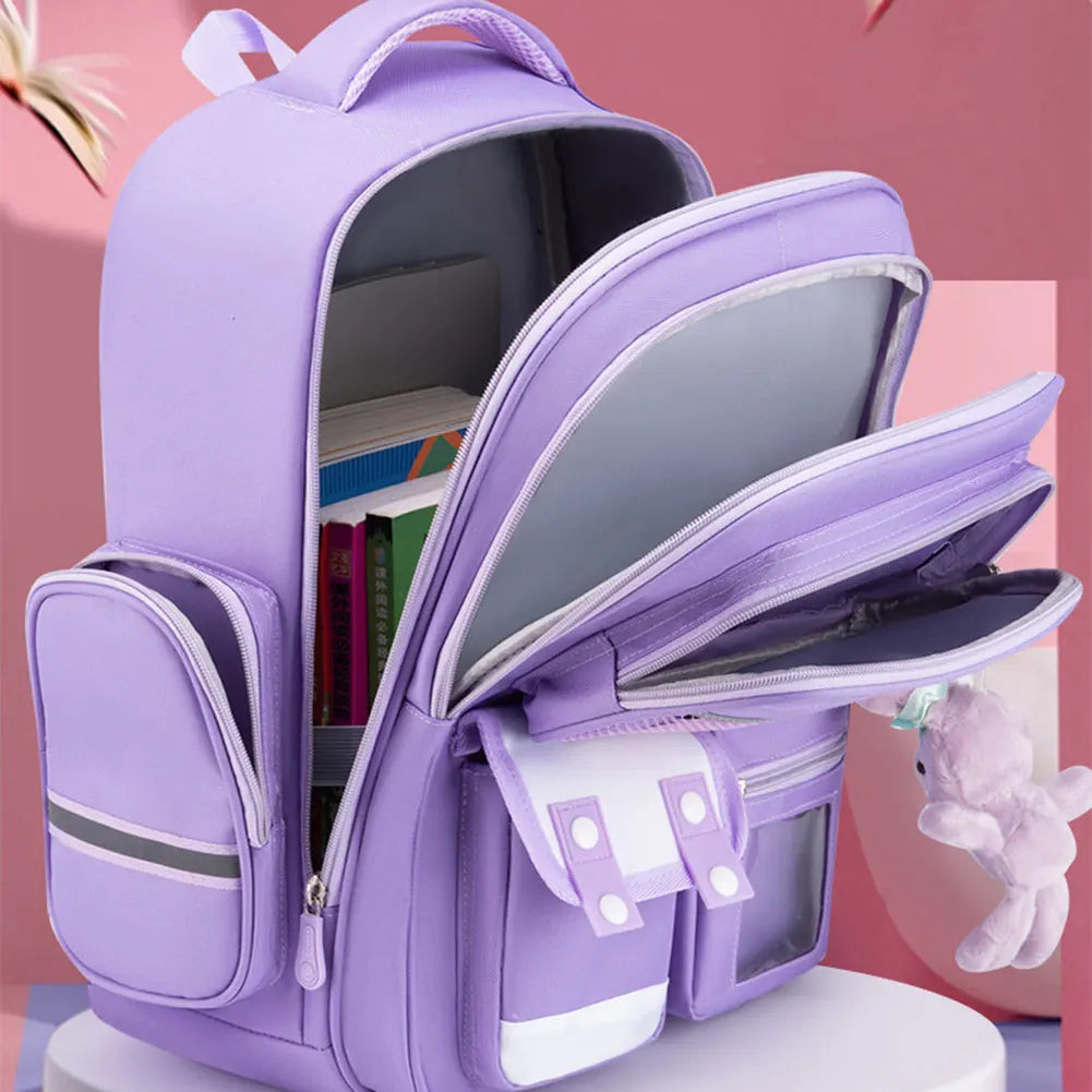 Lightweight Waterproof Backpack for Primary School Students (Grades 1–6) – Spine Protection and Load-Reduction Double Shoulder Bag