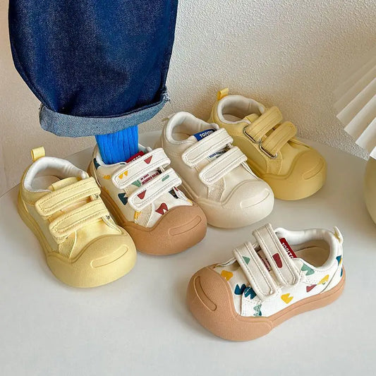 Kids Casual Canvas Shoes Autumn Children Sneakers Breathable Mesh Toddler Kids Outdoor Soft Soled Anti Slip Infant Walking Shoes