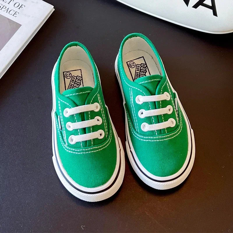 Children's Slip-On Canvas Shoes – Breathable, Solid Color Casual Footwear with Thick Soft Sole and Flat Bottom for Outdoor Wear