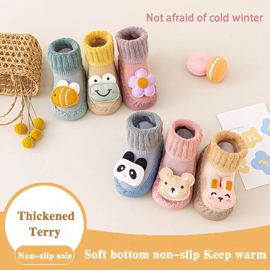 Cute Cartoon Animal Baby Shoes Foot  Floor Socks For Boy Girl Winter Soft Cotton Anti Slip Soled Newborn Toddler First Walkers