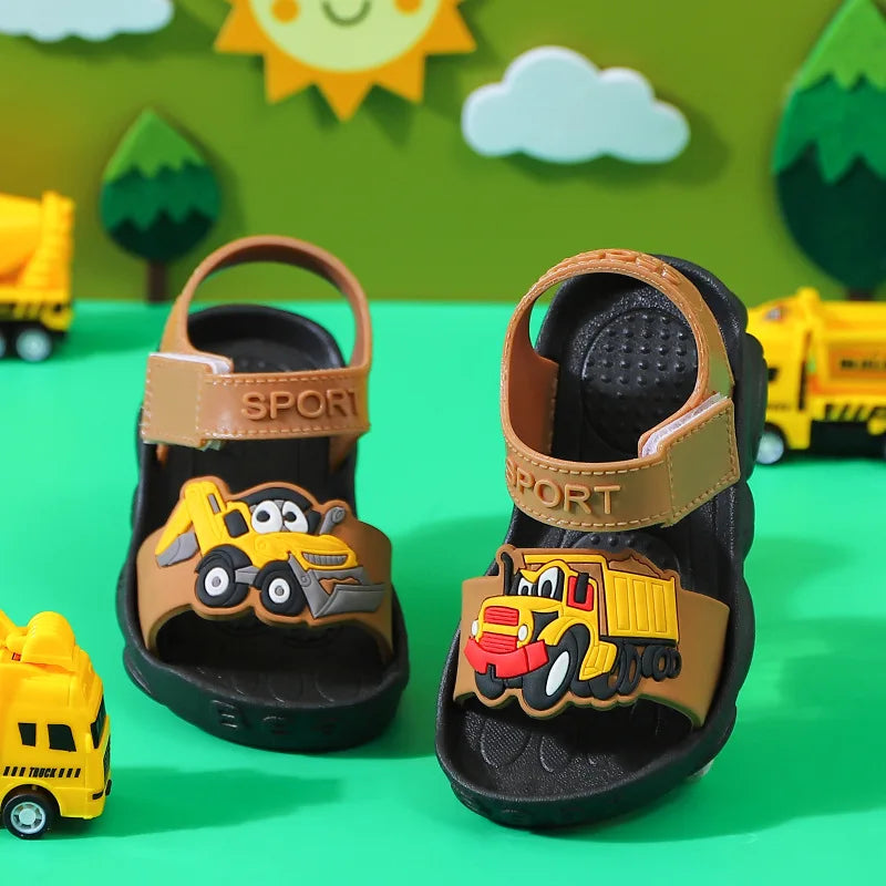 SandaliasCartoon Children Sandals Soft Soled Boy Beach Shoes Summer New Anti Slip Baby Walking Shoe Dinosaur Flat Children Shoes