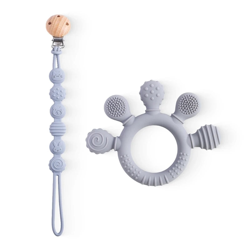 Finger Teether Silicone Pacifier Chain Baby Teether No BPA Teething Ring Gum Baby Care Equipment Silicone Baby Care Utensils