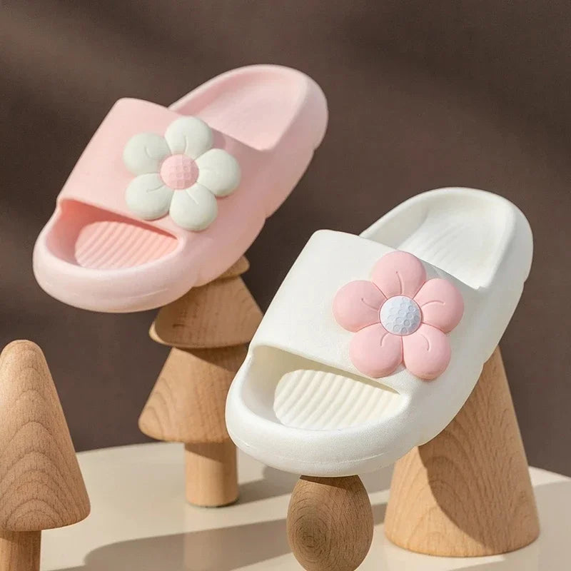 Summer Children's Girls Flower Slippers Casual Solid Soft Boys Slippers Breathable Non-slip Home Bathroom Slipper Kids shoes