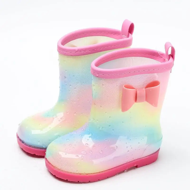 Cartoon Rain Boots For Children Girl Cute Kids Girl Mid-Calf Waterproof Rain Boots Little Baby Girl Outwear Non-Slip Water Boots