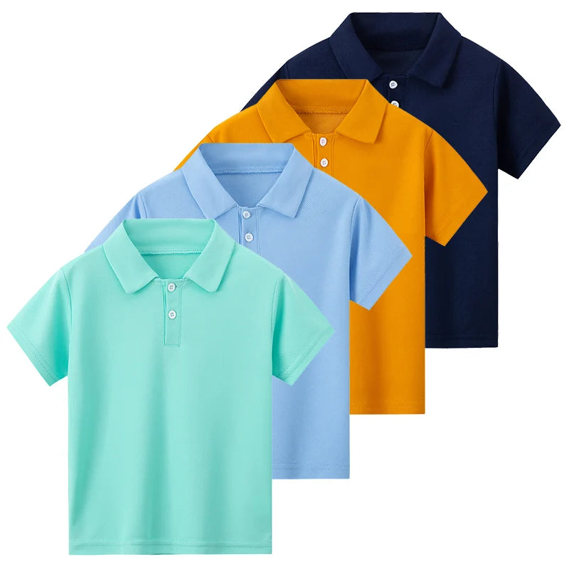3/1 Pcs Children's Solid Color Basic POLO Shirt Boy Fashion Striped Shirt Casual Joker Prince Fan Short Sleeve Neutral Student T