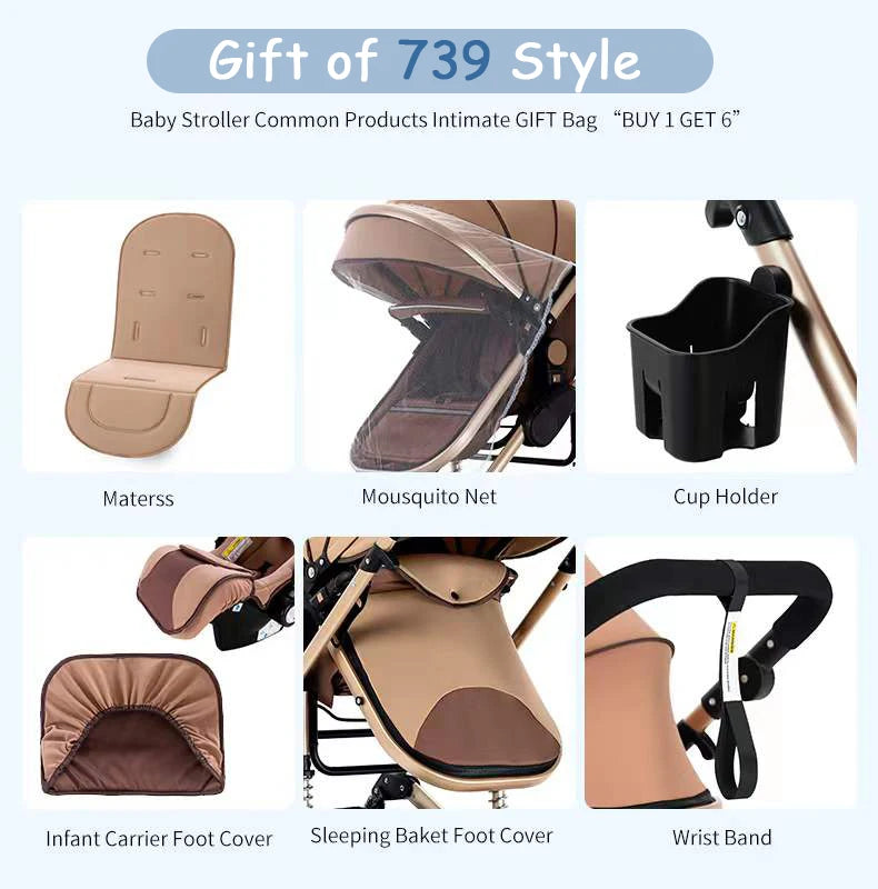 Baby Stroller 3 in 1 Four-wheel stroller Newborn Baby Car Portable Multifunctional Foldable Babies Carriage Cart Pram Mother-kid