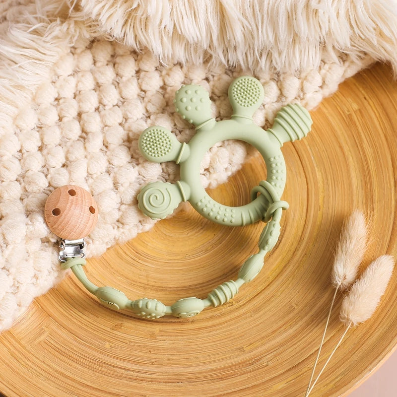 Finger Teether Silicone Pacifier Chain Baby Teether No BPA Teething Ring Gum Baby Care Equipment Silicone Baby Care Utensils
