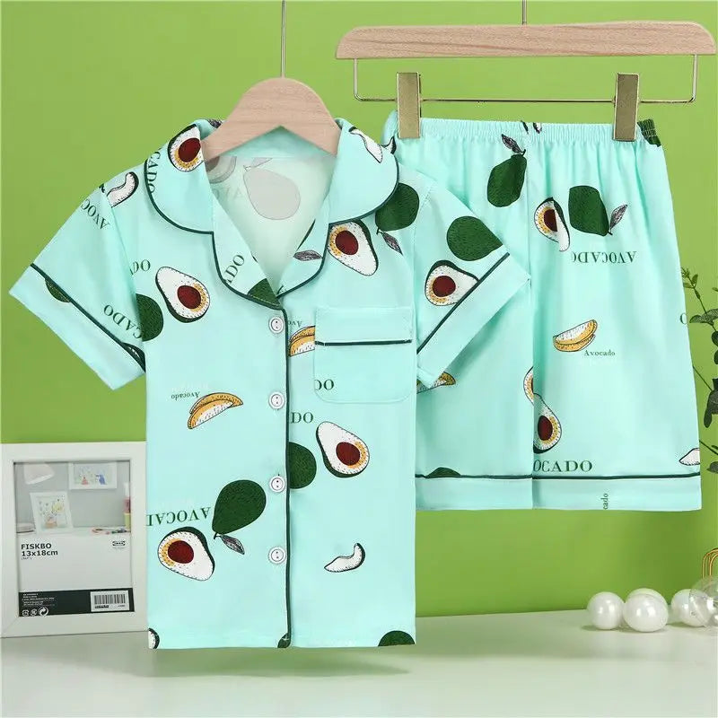 Summer Children's Pajama Set – Soft Cotton Sleepwear with Dinosaur Print for Boys and Girls, Comfortable Home Nightwear for Kids and Toddlers