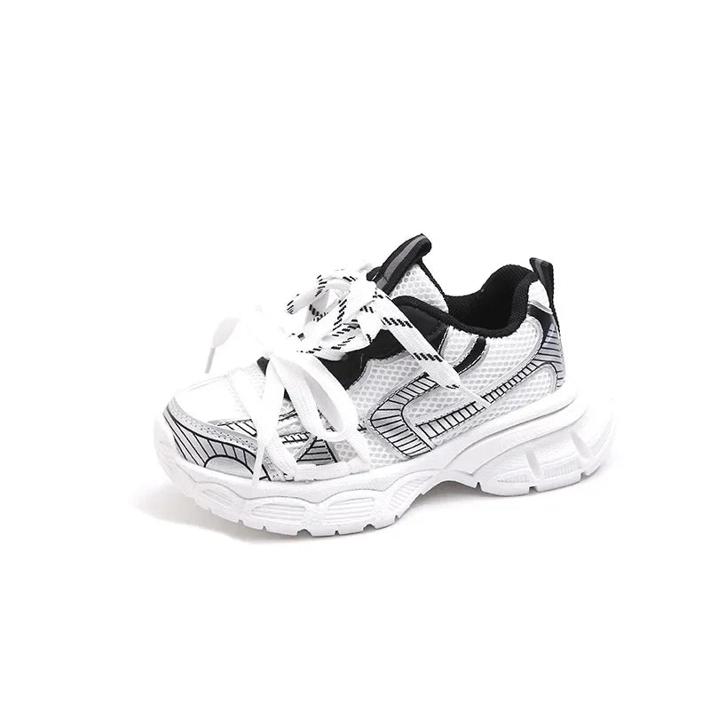 Children's Sneakers Boy Spring Autumn Mesh Girls School Causal Basketball Shoes Fashion Kids Chunky Running Sports Shoes Soft