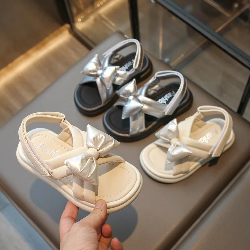 Sandals for Girls Fashion Summer Shoes 2-12 Year Kids Open Toe Matte PU Leather Shoes Girl Slingbacks Children Slides Hot H05066