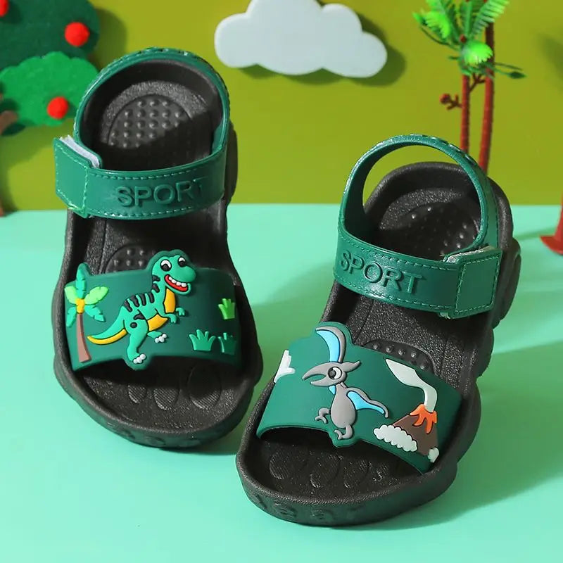 SandaliasCartoon Children Sandals Soft Soled Boy Beach Shoes Summer New Anti Slip Baby Walking Shoe Dinosaur Flat Children Shoes