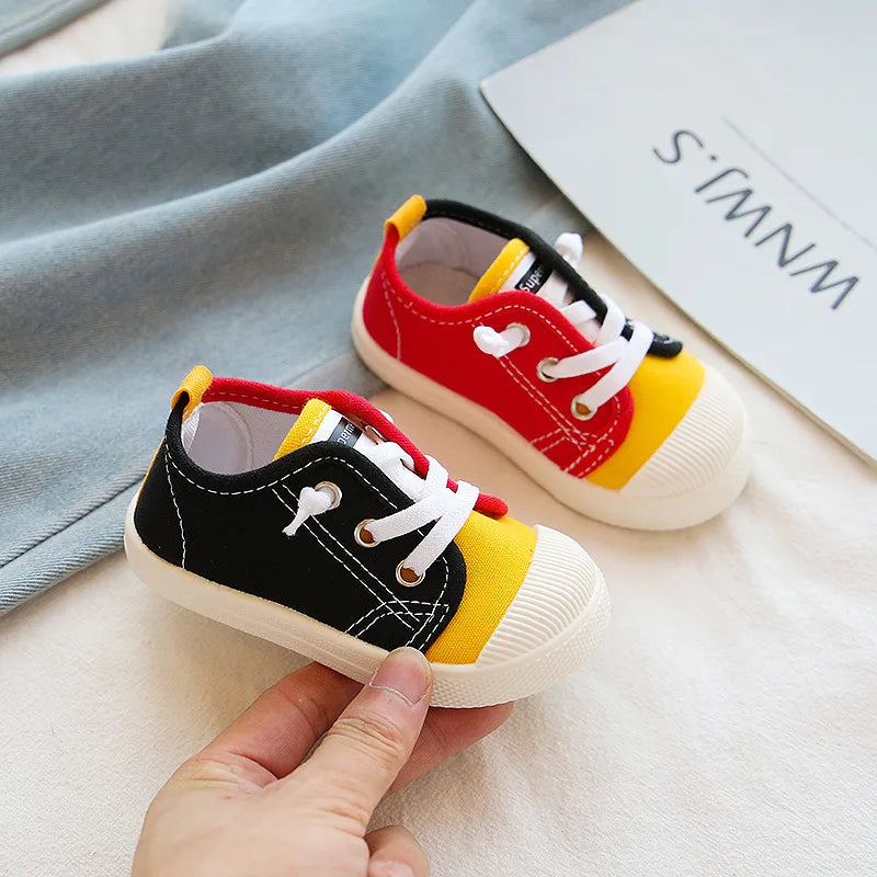 Boys Canvas Shoes Sneakers Girls Tennis Shoes Lace-up Children Footwear Toddler Yellow Chaussure Zapato Casual Kids Canvas Shoes