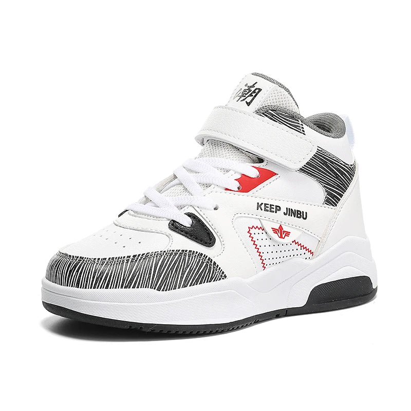 High top shoes children's shoes 2024 autumn new leather children's sports shoes male fashion brand primary school casual shoes