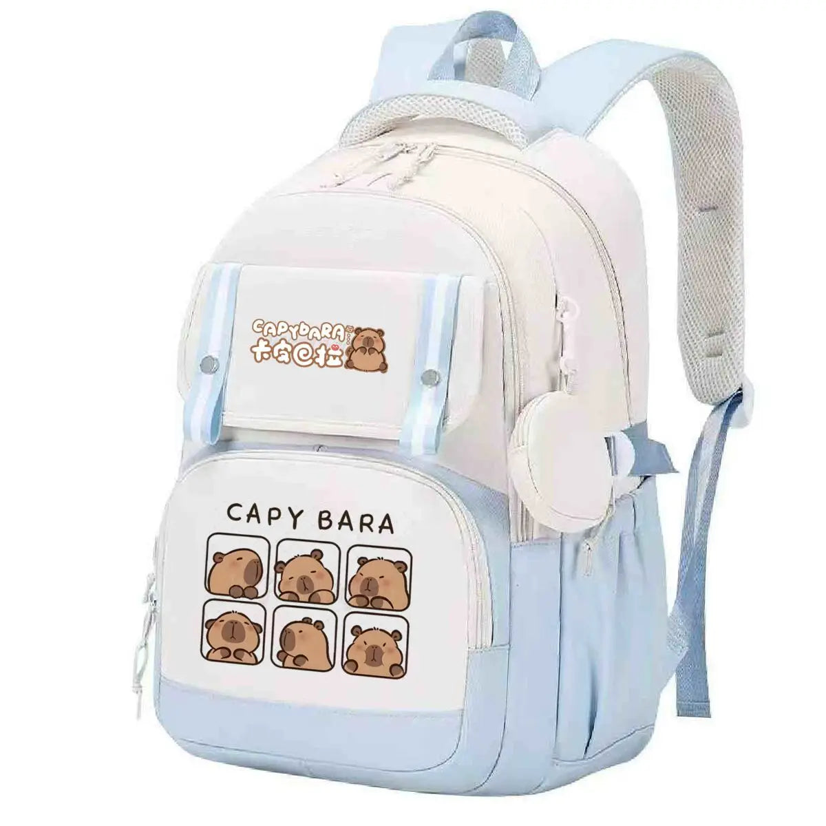 Capybara Print Backpack Girls Boys Cute Cartoon Outdoor Travel Bagpack Large Capacity Capybara Birthday Gifts Teeneger Schoolbag