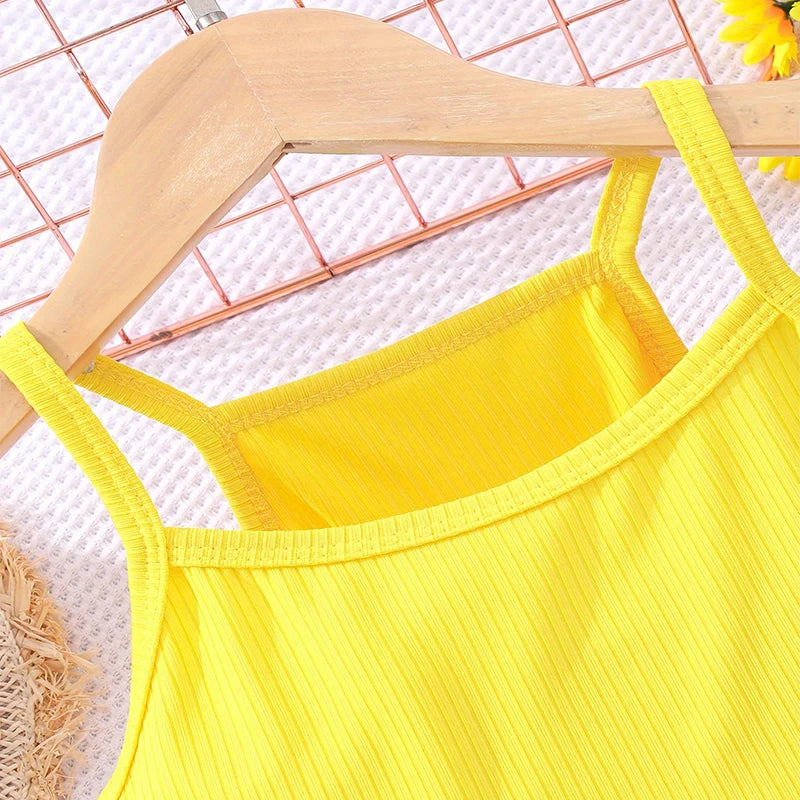Two Piece Summer Girl Girl Cool And Breathable Cute Camisole Vest Printed Shorts Casual Princess Birthday Party Costume Set