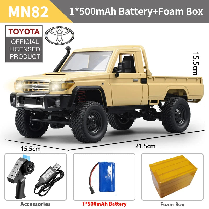 ZWN 1:12/1:16 Retro Rc Car With LED Lights Full-scale Simulation Vehicle Professional 4WD Remote Control Pickup Truck Model Toys