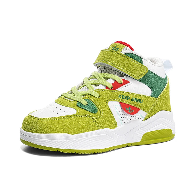 High top shoes children's shoes 2024 autumn new leather children's sports shoes male fashion brand primary school casual shoes