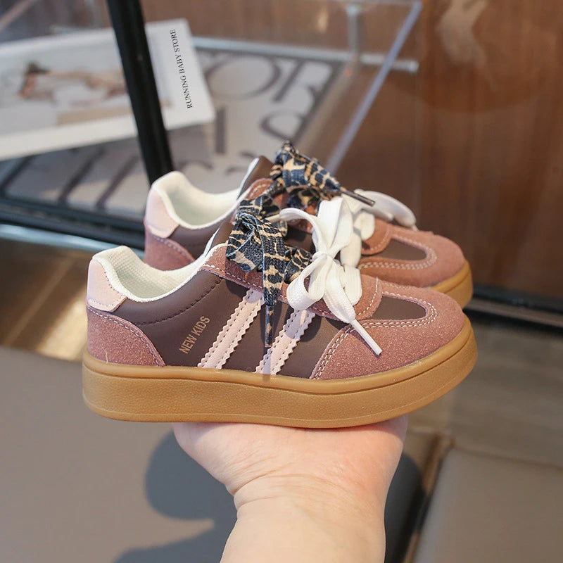 Children's Sneakers Kids Brand Design Stripes Casual Shoes Boys Girls Double Shoelace Sneakers Outdoor Walking Shoes Kids I02173