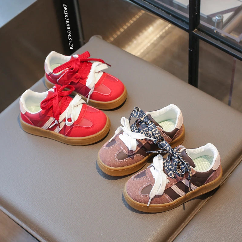 Children's Sneakers Kids Brand Design Stripes Casual Shoes Boys Girls Double Shoelace Sneakers Outdoor Walking Shoes Kids I02173