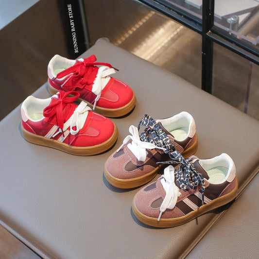 Children's Sneakers Kids Brand Design Stripes Casual Shoes Boys Girls Double Shoelace Sneakers Outdoor Walking Shoes Kids I02173