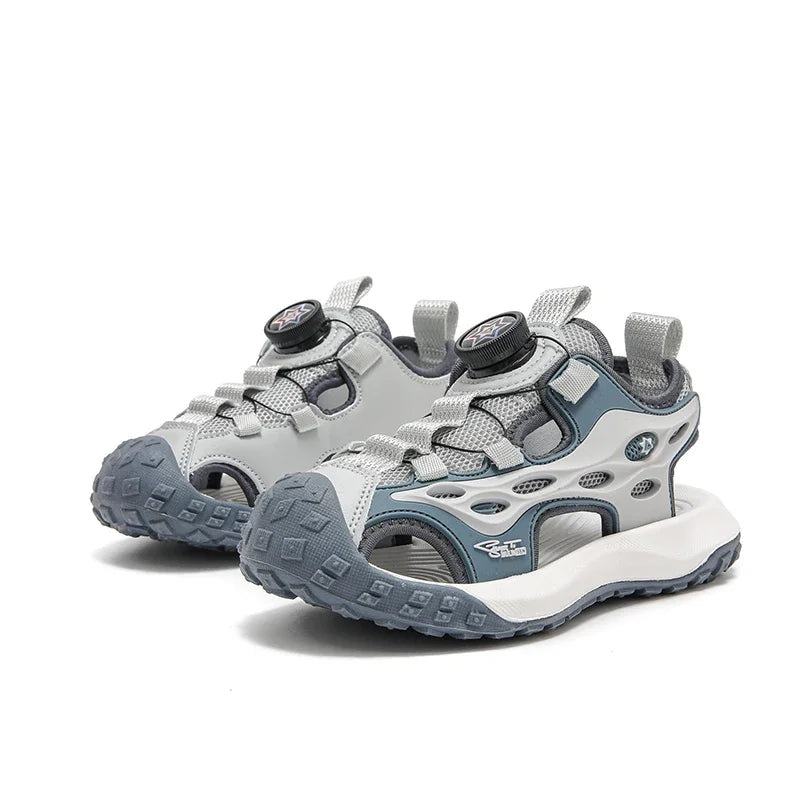 Summer 5-16 Years Boys Breathable Anti-Slip Beach Shoes Outdoor Anti-Bump Closed Toe Sandals Sport Sandals for Children's