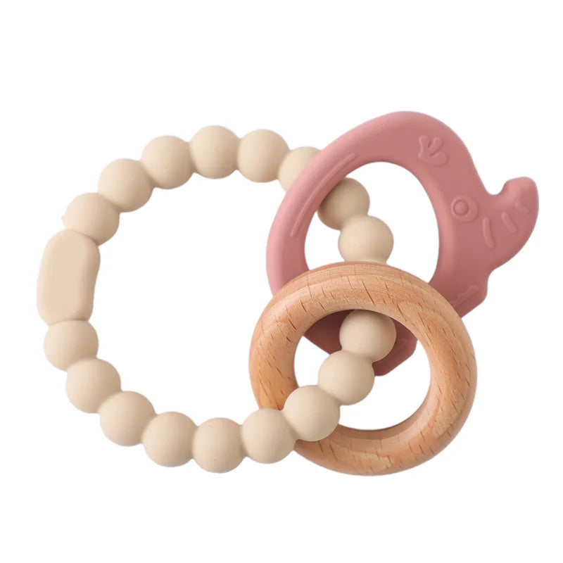 1Pcs Baby Silicone Teether Ring BPA Free Rattles Bracelet Food Grade Newborn Cute Octopus Shaped Health Care Teething Ring Toys