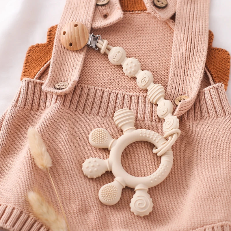 Finger Teether Silicone Pacifier Chain Baby Teether No BPA Teething Ring Gum Baby Care Equipment Silicone Baby Care Utensils