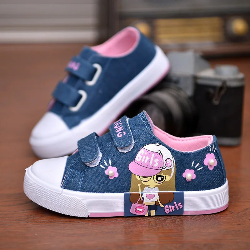 Children's Canvas Shoes, Soft Bottom Non-slip, Breathable Toddler Flat Sneakers 21-38 Size